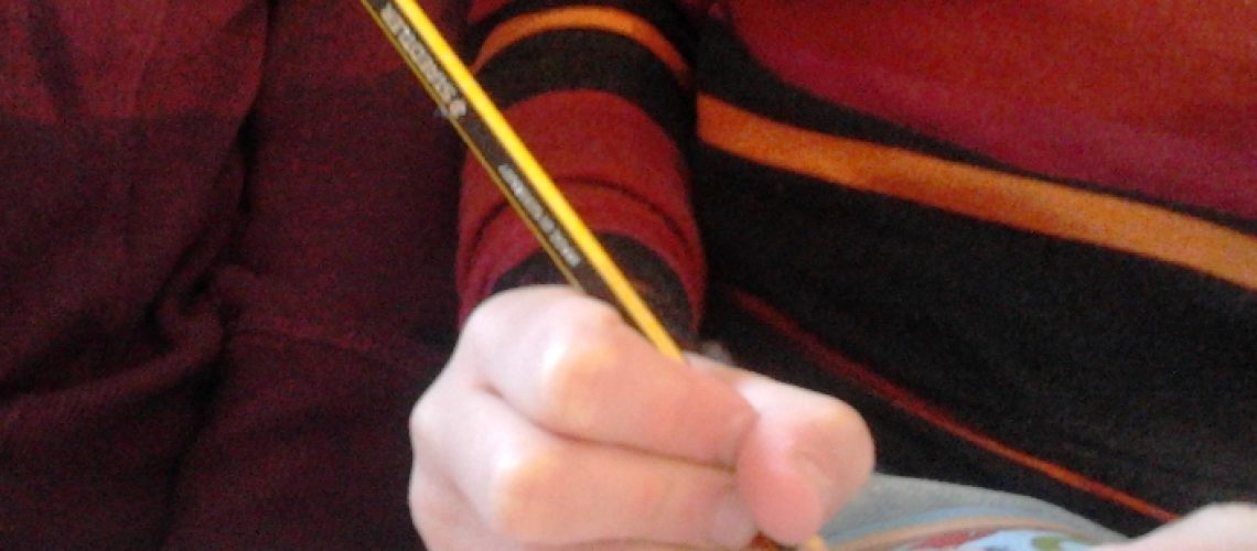 child writing